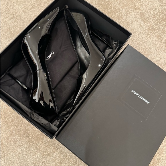 SAINT LAURENT 2023 Marylin 110 Patent Leather Pump Black size 38 - Picture 5 of 12